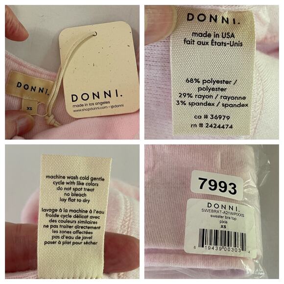 DONNI. Sweater Bra Top NEW Sz XS Pixie Pink Scoop Neck Super Soft Stretch - Picture 8 of 8
